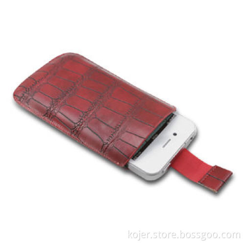 Leather Case for Apple's iPhone 4, Retractable Pull-tab Combined with Hidden Magnetic Button Closure